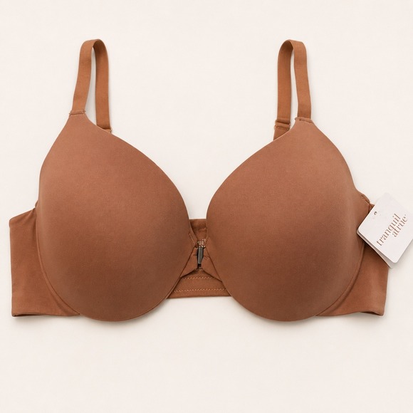 Tranquil & True Other - Front Close Underwire T-Shirt Bra 42D NEW Tan Nude Molded Cups Adjustable Straps